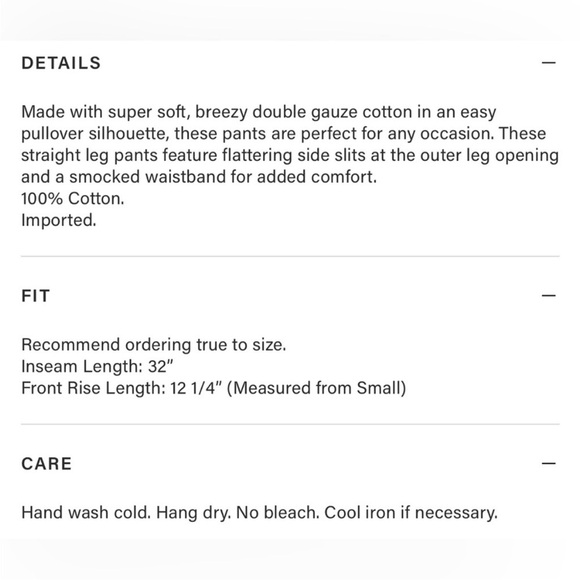 Rails Leon Pull On Pant in Flax Gauzy Breezy Lightweight Cotton Pockets Large - Picture 16 of 16